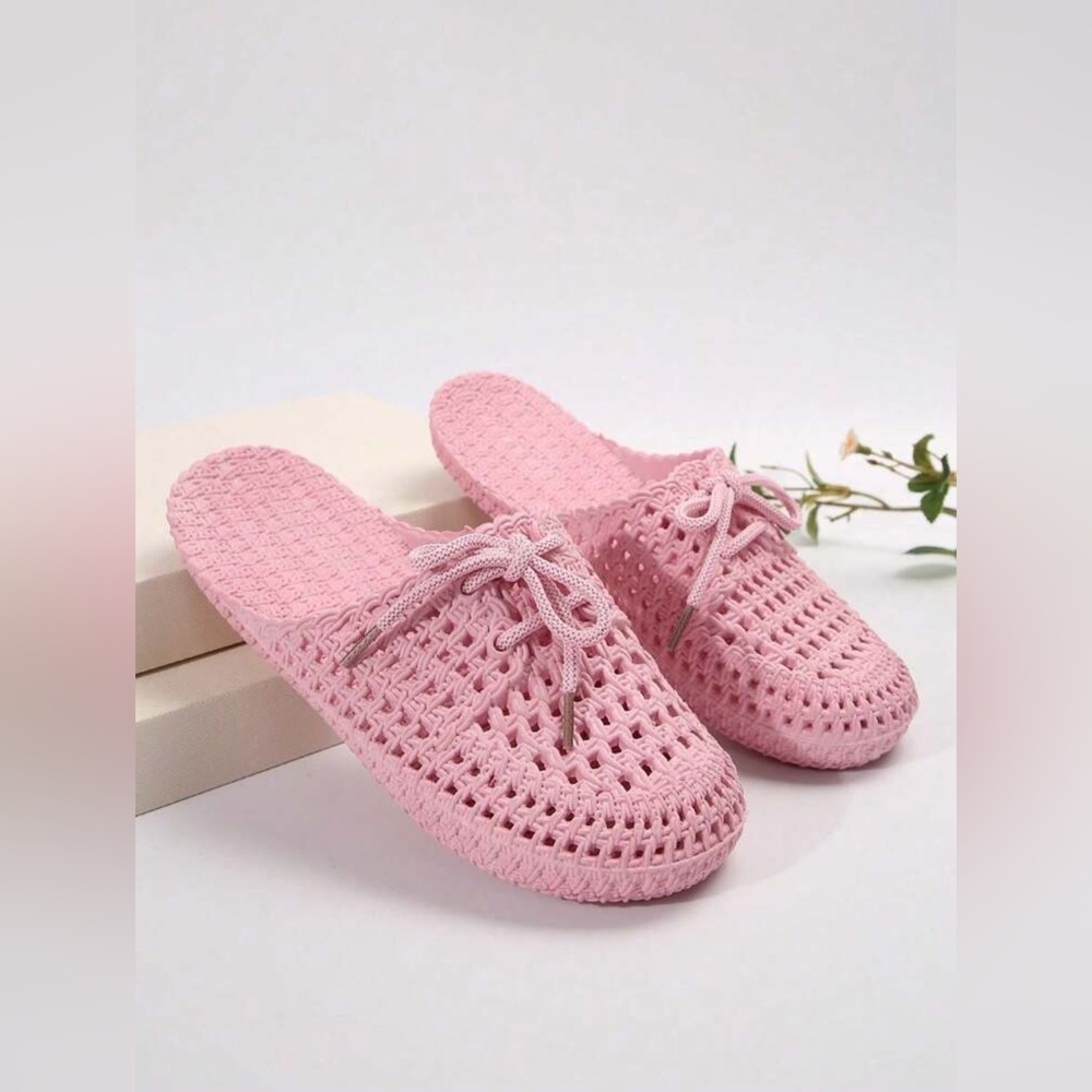 Woven Plastic Slide Slip-Ons